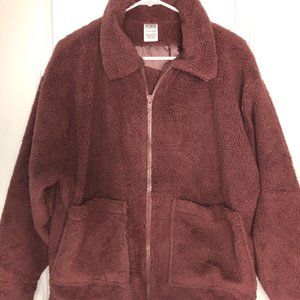 PINK Oversized Teddy Sherpa Jacket W Pockets